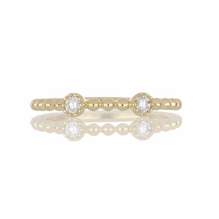14K Gold Bead and Diamond Half Band