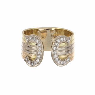 Vintage Cartier 'C de Cartier' 18K White Gold Diamond 3/4 Band