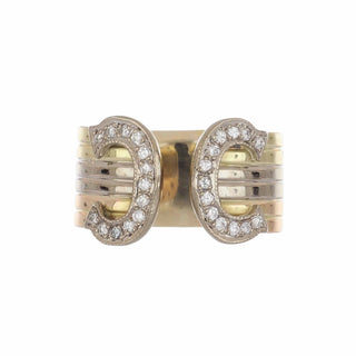 Vintage Cartier 'C de Cartier' 18K White Gold Diamond 3/4 Band