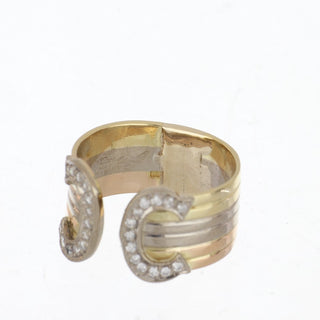 Vintage Cartier 'C de Cartier' 18K White Gold Diamond 3/4 Band