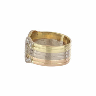 Vintage Cartier 'C de Cartier' 18K White Gold Diamond 3/4 Band