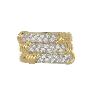 Estate Van Cleef & Arpels 18K Gold Triple Row Diamond Band