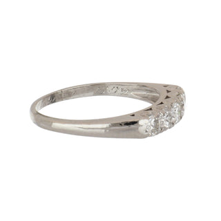 Mid-Century Platinum Diamond 5 Stone Band