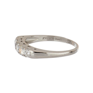 Mid-Century Platinum Diamond 5 Stone Band