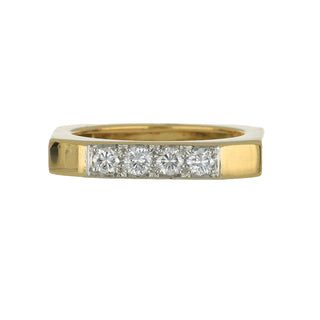Vintage David Webb 18K Gold Diamond Squared Band
