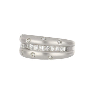 Estate 18K White Gold Diamond Half Band