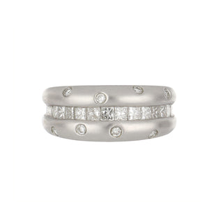 Estate 18K White Gold Diamond Half Band