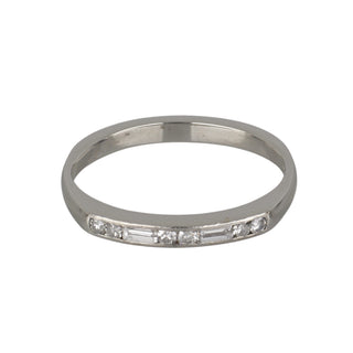 Art Deco Platinum Round and Baguette Cut Diamond Half Band
