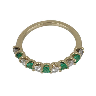 14K Gold Diamond and Emerald Half Band