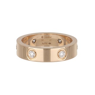 Estate Cartier 18K Rose Gold Six Diamond Love Ring