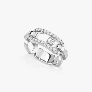 Messika Move Link 18K White Gold Band with Diamonds