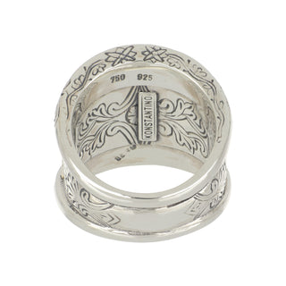 Estate Konstantino 18K Diamond Wide Pierced Band