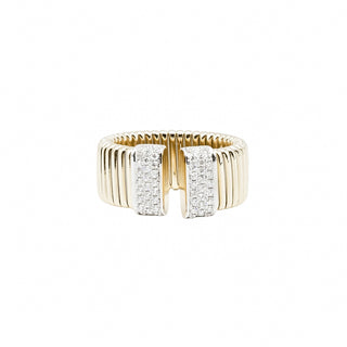 Antonio Papini 18K Gold Tubogas Ring with Diamonds
