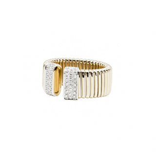 Antonio Papini 18K Gold Tubogas Ring with Diamonds