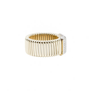 Antonio Papini 18K Gold Tubogas Ring with Diamonds