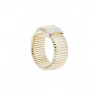 Antonio Papini 18K Gold Tubogas Ring with Diamonds