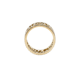 Estate Chanel 18K Gold Camelia Ajoure Rose Diamond Band