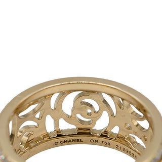 Estate Chanel 18K Gold Camelia Ajoure Rose Diamond Band