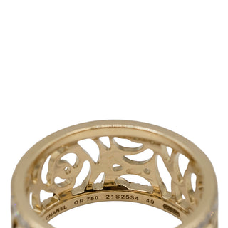 Estate Chanel 18K Gold Camelia Ajoure Rose Diamond Band