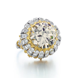 Important Vintage Buccellati 18K Two-Tone Gold Bombé Diamond Cocktail Ring