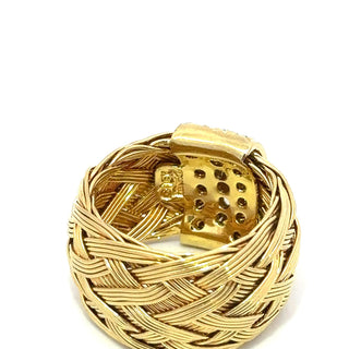 Estate Henry Dunay 18K Gold Woven Band with Diamonds