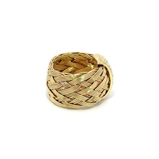 Estate Henry Dunay 18K Gold Woven Band with Diamonds