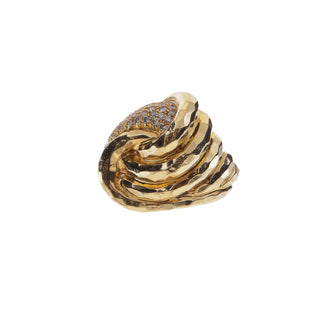 Estate Henry Dunay 18K Gold Diamond Swirl Ring
