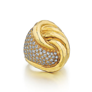 Estate Henry Dunay 18K Gold Diamond Swirl Ring