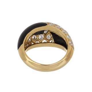 Vintage Mauboussin 18K Gold Onyx & Diamond Geometric Ring
