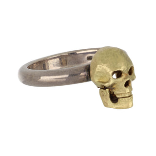 Deakin & Francis Sterling Silver and 18K Gold Diamond Skull Ring