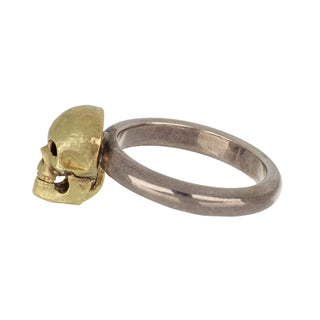 Deakin & Francis Sterling Silver and 18K Gold Diamond Skull Ring