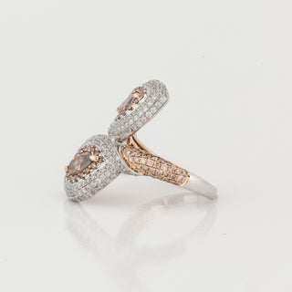 Estate 18K Two-Tone Gold Fancy Brown & White Diamond Marquise Bypass Ring