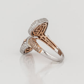 Estate 18K Two-Tone Gold Fancy Brown & White Diamond Marquise Bypass Ring