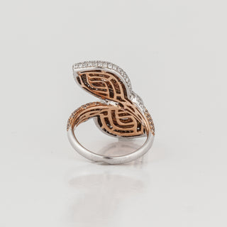 Estate 18K Two-Tone Gold Fancy Brown & White Diamond Marquise Bypass Ring
