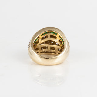 Tiffany & Co. 18K Gold Diamond and Emerald Dome Ring