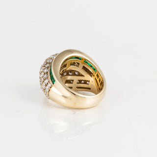 Tiffany & Co. 18K Gold Diamond and Emerald Dome Ring
