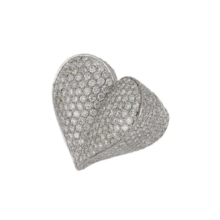 Estate M. Christoff Pave Diamond Heart Ring