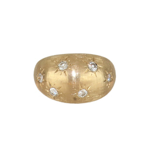 Retro 14K Diamond Starburst Dome Ring