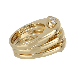 Vintage 1970s Bulgari 18K Gold Diamond Three-Row Ring