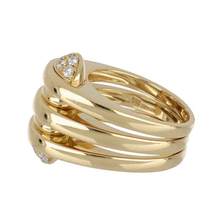 Vintage 1970s Bulgari 18K Gold Diamond Three-Row Ring