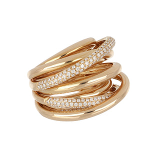 Estate Bessa 18K Rose Gold Pave Diamond Nine-Row Band