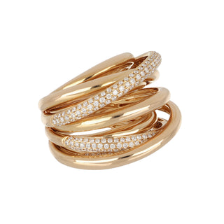 Estate Bessa 18K Rose Gold Pave Diamond Nine-Row Band