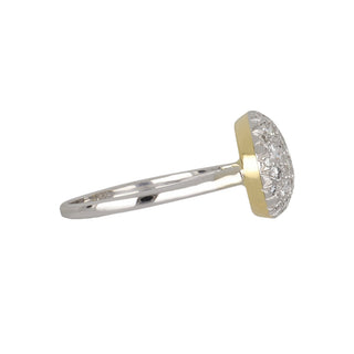 Estate 18K Gold Two-Tone Pavé Diamond Button Ring