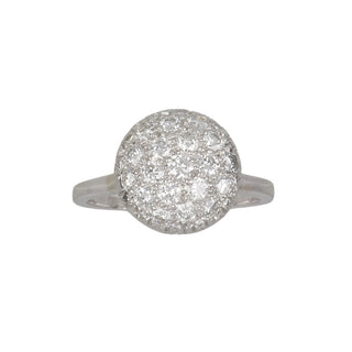 Estate 18K Gold Two-Tone Pavé Diamond Button Ring