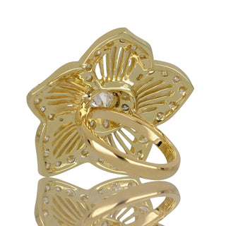Tenenbaum 18K Gold Diamond Openwork Flower Ring