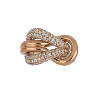 Estate 14K Rose Gold Pave Diamond Knot Ring