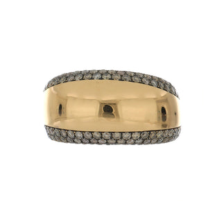 Antonio Papini 18K Gold Domed Band with Brown Diamonds