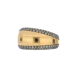 Antonio Papini 18K Gold Domed Band with Brown Diamonds