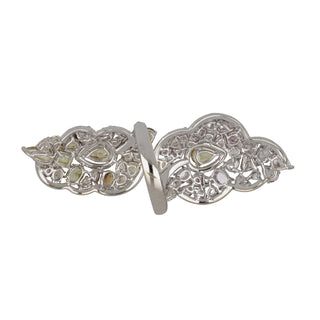 Estate 18K White Gold Fancy Yellow & Pink Diamond Openwork Bypass Ring