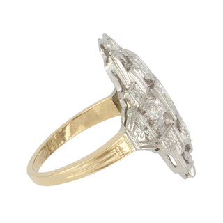 Art Deco Two-Tone Navette Diamond Ring